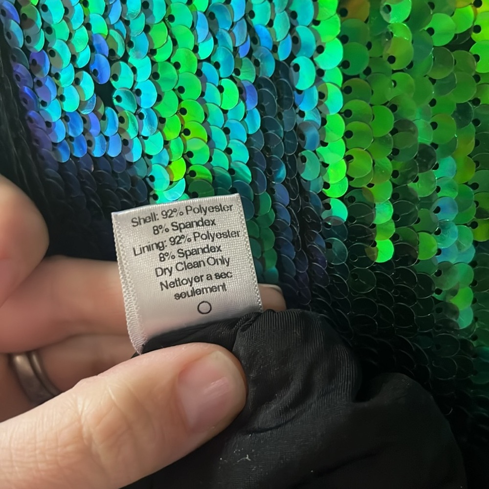 Dress The Population Zoe Sequin Minidress Mermaid Vibes Size L in Green/Blue - Picture 6 of 6